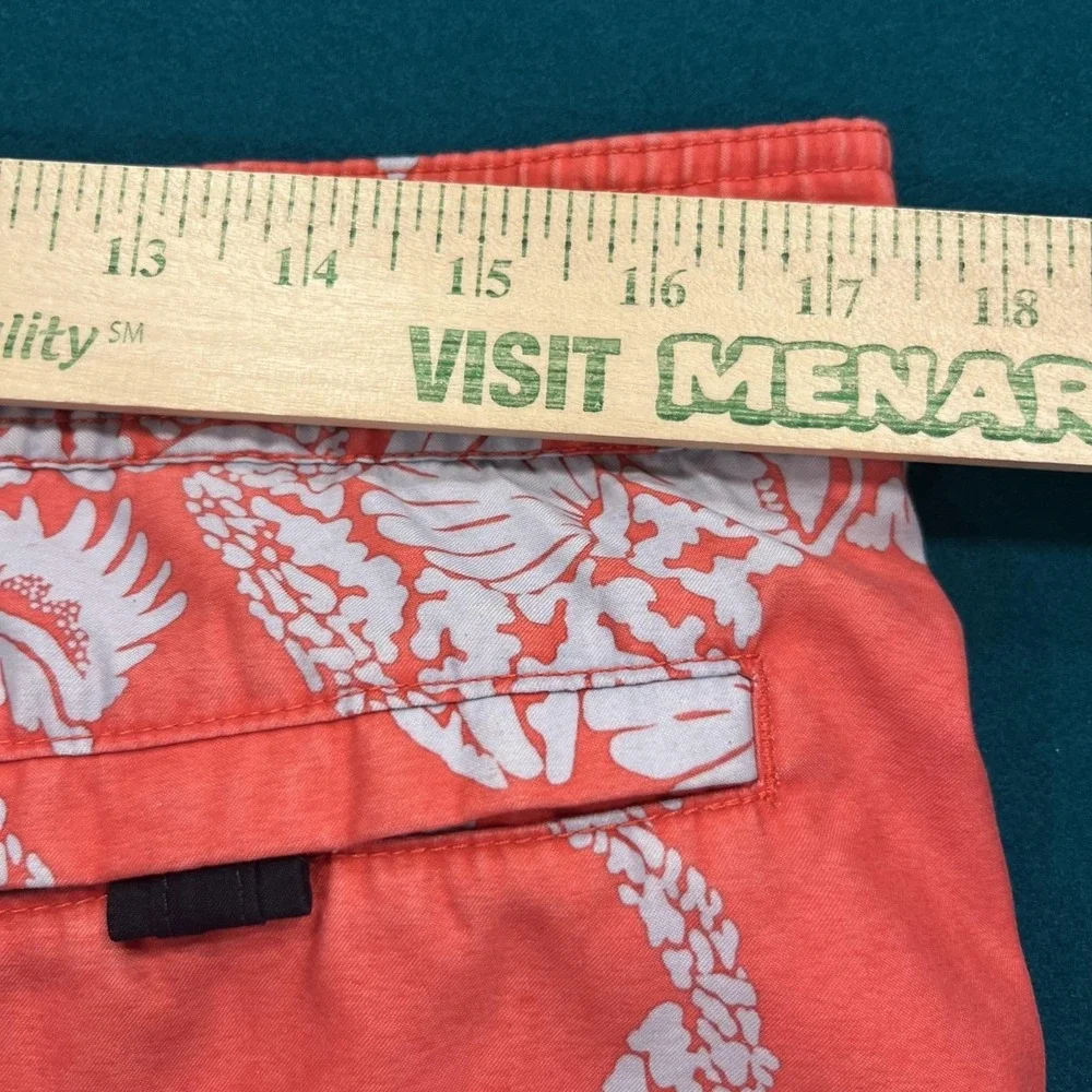 Nautica‎ Swim Trunks Mens Medium Orange Floral Tropical Lined Elastic Waist